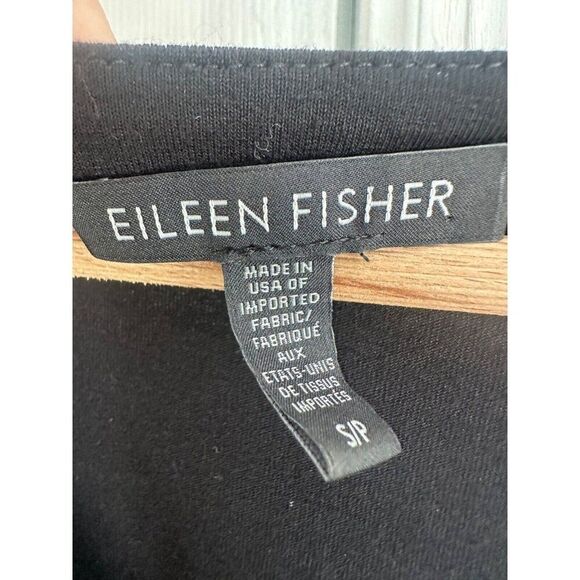 Eileen Fisher Long Sleeve Black Stretch Contemporary Minimalist Career Dress S - Picture 2 of 4